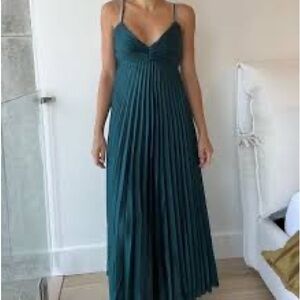 Abercrombie & Fitch Teal Pleated Maxi Dress